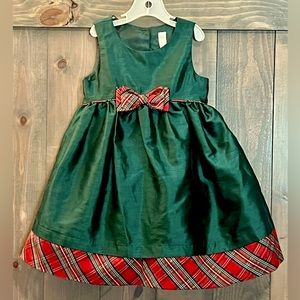 Cherokee Plaid Taffeta Dress Christmas Holiday Girls 4T Sleeveless EUC Green Red